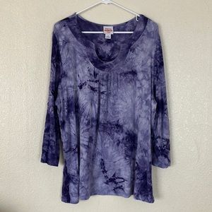 Ruby Rd. Favorites Purple Tie Dye Top, 1X